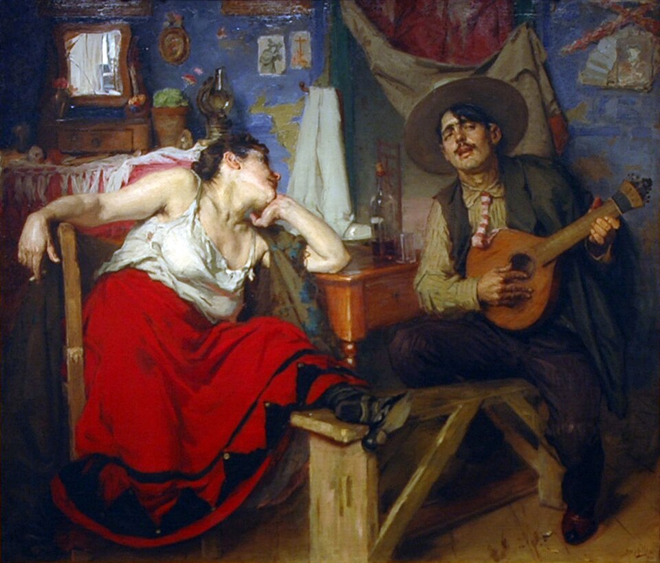 파두를 연주하는 모습을 그린 그림 (조제 말오아, O Fado)